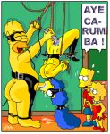  bart_simpson blue_hair bondage fellatio hair homer_simpson lisa_simpson marge_simpson necron99 oral suspension the_simpsons vibrator yellow_skin 