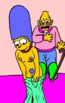  abraham_simpson blue_hair escoria hair marge_simpson the_simpsons yellow_skin 