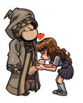  akabur chibi closed_eyes desk fellatio harry_potter hermione_granger hood hooded kissing_penis reluctant robe school_uniform schoolgirl transparent_background witch_trainer 