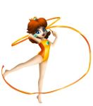 1girl 3d barefoot full_body leotard mario_&_sonic_at_the_london_2012_olympic_games mario_&_sonic_at_the_olympic_games nintendo official_art princess_daisy super_mario_bros. white_background