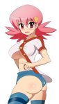 akane_(pokemon) ass big_breasts breasts female gym_leader halubato harubato highres pink_hair pokemon solo underboob whitney