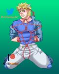  1boy battle_tendency blonde_hair caesar_anthonio_zeppeli hatohentai jojo&#039;s_bizarre_adventure male male_only solo_male tied_hair 