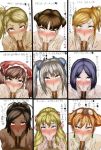  6+girls :&gt;= ahegao aika_(eternal_arcadia) aisha_newman alicia_melchiott aqua_eyes black_hair blonde_hair blue_eyes blue_hair blush brown_eyes brown_hair dark-skinned_male dark_skin double_v earrings edy_nelson erection eternal_arcadia fellatio freesia_york glasses green_eyes hair hair_ornament heart isara_gunther jewelry looking_at_viewer meme multiple_girls oral orange_eyes orange_hair parumezan penis pubic_hair ramona_linton silver_hair simple_background snot susie_evans tears text translation_request v valkyria_chronicles white_background 