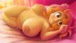 1girl areola bed bedroom belly big_breasts breasts brown_eyes cute female forever grin high indoors inverted_nipples judy_abbott looking_at_viewer lying mama mature_female milf netflix orange_hair orange_pubic_hair pubic_hair smiling solo top_heavy twelve_forever valérian