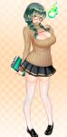 big_breasts boob_window breasts green_hair nutaku priscilla_(project_qt) project_qt skirt