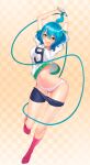 athletic_female blue_hair jump_rope nutaku phyilis_(project_qt) project_qt shorts_down socks white_panties