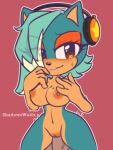 1boy 1girl cute_smile girl_on_top headphones male/female sega shadowswaifu sonic_oc sonic_the_hedgehog_(series) unseen_character unseen_male_face vaginal