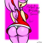  1girl amy_rose anthro ass big_ass dat_ass dress english_text furry headband hedgehog open_mouth panties perverted_bunny pink_fur sega sonic_the_hedgehog_(series) standing tagme text underwear upskirt white_panties white_underwear 