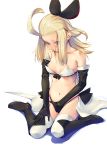  5pb. bare_shoulders black_gloves black_panties blonde_hair blue_eyes blush boots bow bravely_default:_flying_fairy bravely_default_(series) bravely_default_flying_fairy breasts breasts_outside collarbone edea_lee elbow_gloves fingering g-string gloves hair_bow hair_ribbon hand_in_panties kirishima_satoshi knee_boots legwear long_hair masturbation navel nipple_slip nipples panties ribbon sitting solo thighhighs thong underwear wariza white_legwear 