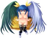 blue_hair blush dizzy guilty_gear high_res nude red_eyes sitting smile wings