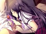  1boy 1girl amahara_izumo atelier_kaguya blush censored handjob hara_hara_shichau!_oya_ni_wa_naisho_no_kodukuri_seikatsu_-_amahara_izumo_hen-_ panties panty_on_penis pantyjob penis underwear 