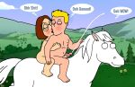  blushing breasts dialogue erection family_guy horse meg_griffin nude_female nude_male puffy_pussy red_anus uso_(artist) 