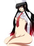 alucard black_hair breasts girlycard hat hellsing nipples nude red_eyes smile torn_clothes