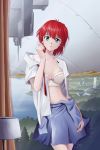 1girl bra female_human female_only girlfriend_of_steel human looking_at_viewer mana_kirishima neon_genesis_evangelion partially_clothed shirt short_hair skirt solo_female sorandia standing unbuttoned_shirt