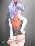  ass blush hoshino_ruri kidou_senkan_nadesico long_hair martian_successor_nadesico nadesico panties panty_pull pussy ruri_hoshino silver_hair solo twin_tails underwear white_panties yellow_eyes 