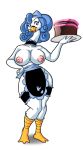  anthro avian big_breasts bird blue_eyes blue_hair breasts cake_(food) duck female hair looking_at_viewer lordstevie lordstevie_(artist) nipples original original_character swan topless 