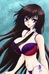 big_breasts bra breasts brown_hair lingerie long_hair muvluv panties purple_eyes red_bra red_panties underear