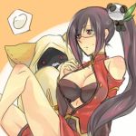  2girls akeyume animal_ears animal_hood arc_system_works black_hair blazblue blazblue:_calamity_trigger breasts cat_ears cat_hood cathood china_dress chinese_clothes cleavage cleavage_cutout dress food glasses hair_ornament hood hoodie hungry lao_jiu litchi_faye_ling long_hair lowres meat_bun multiple_girls nikuman panda ponytail purple_eyes red_eyes taokaka very_long_hair 