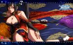 black_hair blazblue breasts calendar china_dress chinese_clothes cleavage cleavage_cutout hair_ornament high_res lao_jiu lipstick litchi_faye_ling long_hair nail_polish official_art panda red_eyes very_long_hair