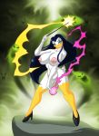  2011 avian big_breasts bird black_hair breasts disney duck ducktales female green_eyes hair high_heels long_hair looking_at_viewer lordstevie lordstevie_(artist) magic magica_de_spell makeup nipples nude pussy solo wand 