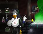 avian beak big_breasts bird black_hair breasts cauldron crow disney duck ducktales female hair huge_breasts lordstevie lordstevie_(artist) magic magica_de_spell poe ratface