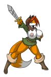  anthro areola big_breasts breast_fondling breast_grab breasts canine erect_nipples female fondling fox green_eyes hair lordstevie lordstevie_(artist) nipples pussy red_hair smile sword weapon 