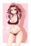 big_breasts bikini black_bra black_thong blush bra breasts brown_eyes cleavage female highres izayoi_aki large_breasts navel panties red_eyes red_hair short_hair solo swimsuit thong yu-gi-oh! yugioh_5d's yuu-gi-ou_5d's