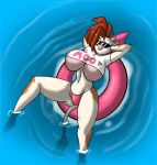 anthro big_breasts bovine breasts cattle cow eyewear female horn huge_breasts lordstevie mellany_mellons navel panties pool sunglasses underboob underwear