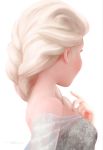 1girl blonde blonde_hair braid braided_hair caucasian clothed disney dress elsa elsa_(frozen) female female_only frozen_(movie) kissable nape neck ponzuxponzu single_braid solo white_background