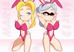  2_girls alternate_breast_size blush bunny_ears bunnysuit crossover maria_robotnik marie_(splatoon) nintendo sega sonic_the_hedgehog_(series) splatoon supersegasonicss wink 