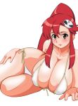 bikini bikini_bottom blush breasts female flying_tree_frog gif large_breasts long_hair ponytail red_hair side-tie_bikini solo swimsuit tengen_toppa_gurren_lagann transparent yellow_eyes yoko_littner