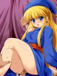  1boy 1girl bangs blonde_hair blue_eyes blush breasts chair closed_eyes har konpeto legs long_hair pussy pussy_juice robe solo steam sweat thighs 