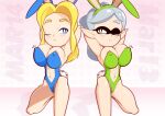  2_girls alternate_breast_size alternate_costume blush bunny_ears bunnysuit crossover maria_robotnik marie_(splatoon) nintendo nipple_outline sega sonic_the_hedgehog_(series) splatoon supersegasonicss wink 