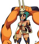 artist_request big_breasts cerebella_(skullgirls) dark-skinned_female dark_skin lab_zero_games panties skullgirls teal_nipples vice-versa_(skullgirls)