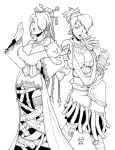 callmepo crossover dragon_age final_fantasy final_fantasy_x lulu lulu_(final_fantasy) monochrome morrigan morrigan_(dragon_age)