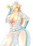  aqua_eyes belt biker_clothes bikesuit blonde_hair bodysuit breasts chiko_(mario) cleavage crown curvy elbow_gloves erect_nipples gloves hair_over_one_eye hand_on_hip highres hips huge_breasts long_hair luma mario_(series) mario_kart marunav nintendo nipples plump princess_rosalina rosalina rosalina_(mario) rosetta_(mario) standing super_mario_bros. super_mario_galaxy thick_thighs thighs wide_hips 