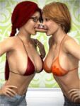 breasts duo glasses hot_dog sydgrl3d