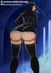 ass big_ass black_hair blush looking_at_another miniskirt nico_robin one_piece pee pussy skirt the_dark_mangaka