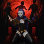 1girl 3boys 3d 3d_(artwork) big_ass big_ass big_breasts breasts daz3d daz_studio dc_comics demon imminent_rape imminent_sex latex latex_gloves latex_thighhighs pin3d raven_(dc) teen_titans