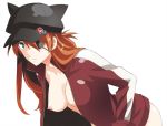  1girl animal_hat asuka_langley_souryuu bad_id blue_eyes bottomless breasts cat_hat evangelion:_3.0_you_can_(not)_redo eyepatch hat long_hair naked_track_jacket nalzo_763 neon_genesis_evangelion nipples open_clothes orange_hair rebuild_of_evangelion solo track_jacket unzipped 