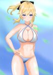 alluring big_breasts bikini blonde_hair blue_eyes genshin_impact insanely_hot jean_gunnhildr legs obanana obanana_(ahap7438)