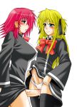  2futas big_breasts blonde_hair blue_eyes blush breasts cum erection frottage futa_only futanari futanari_with_futanari green_eyes long_hair multiple_girls nude open_mouth panties penis pink_hair quiz_magic_academy ribbon ruquia shalon short_hair simple_background source_request t-heaven taihei_tengoku underwear white_background 