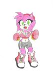  1girl amy_rose anthro anthro_only box boxing_gloves fanart female_only green_eyes pink_hair sonic_(series) sonic_the_hedgehog_(series) white_background 