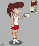  1girl 1girl aged_up autart clothed coffee_mug lynn_loud nickelodeon older pajamas the_loud_house 