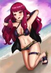  1girl 1girl 1girl alluring alternate_costume big_breasts bikini breasts female_only fire_emblem fire_emblem_engage looking_at_viewer nintendo open_mouth outside purple_bikini purple_swimsuit swimsuit yunaka_(fire_emblem) zipperqr 