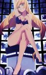 1girl alluring arm_up bare_legs blonde_hair creatures_(company) crossed_legs game_freak green_eyes grin high_heels high_res ice lingerie long_hair long_legs looking_at_viewer lusamine lusamine_(pokemon) milf nintendo pokemon pokemon_sm sitting smile tentacle underwear vivivoovoo