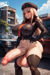  1futa abs ai_generated balls ballsack belt belts big_balls big_breasts big_breasts big_penis black_thighhighs blonde_hair blush breasts building car city covered_nipples dangling_testicles day dickgirl futa_only futanari gloves goddess_of_victory:_nikke grin hand_on_hip hat huge_cock leaking_precum leather_gloves leather_jacket leather_topwear lips long_hair looking_at_viewer low_hanging_balls narrow_waist navel neck_tie nightmare_fuel_ai nipple_bulge outside penis perky_nipples precum public rapi_(nikke) red_eyes red_tie scrotum shaved_crotch shirt sky smile smiling_at_viewer stable_diffusion standing stockings teeth testicle thick_thighs veins veiny_penis wide_hips 