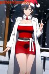  1girl alluring big_breasts christmas christmas_outfit cleavage junonboy lab_coat pin_up santa_hat santa_outfit shizuka_hiratsuka yahari_ore_no_seishun_lovecome_wa_machigatteiru. 