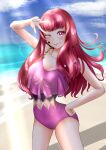 1girl 1girl 1girl alluring alternate_costume breasts female_only fire_emblem fire_emblem_engage nintendo one-piece_swimsuit pink_one-piece_swimsuit pink_swimsuit sakuranotourou swimsuit yunaka_(fire_emblem)