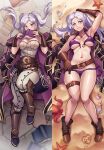 1girl 1girl alluring alternate_costume beach bikini book boots breasts brown_gloves cleavage coat dakimakura dakimakura_(medium) dakimakura_design female_only fire_emblem fire_emblem_awakening fire_emblem_heroes gloves hakuramen heart high_res looking_at_viewer lying medium_breasts nintendo o-ring o-ring_bikini o-ring_top octopus official_alternate_costume on_back open_bikini open_clothes outside purple_bikini purple_swimsuit robin_(fire_emblem) robin_(fire_emblem)_(female) robin_(summer)_(fire_emblem)_(female) sand seashell shell smile starfish swimsuit twin_tails untied_bikini white_hair